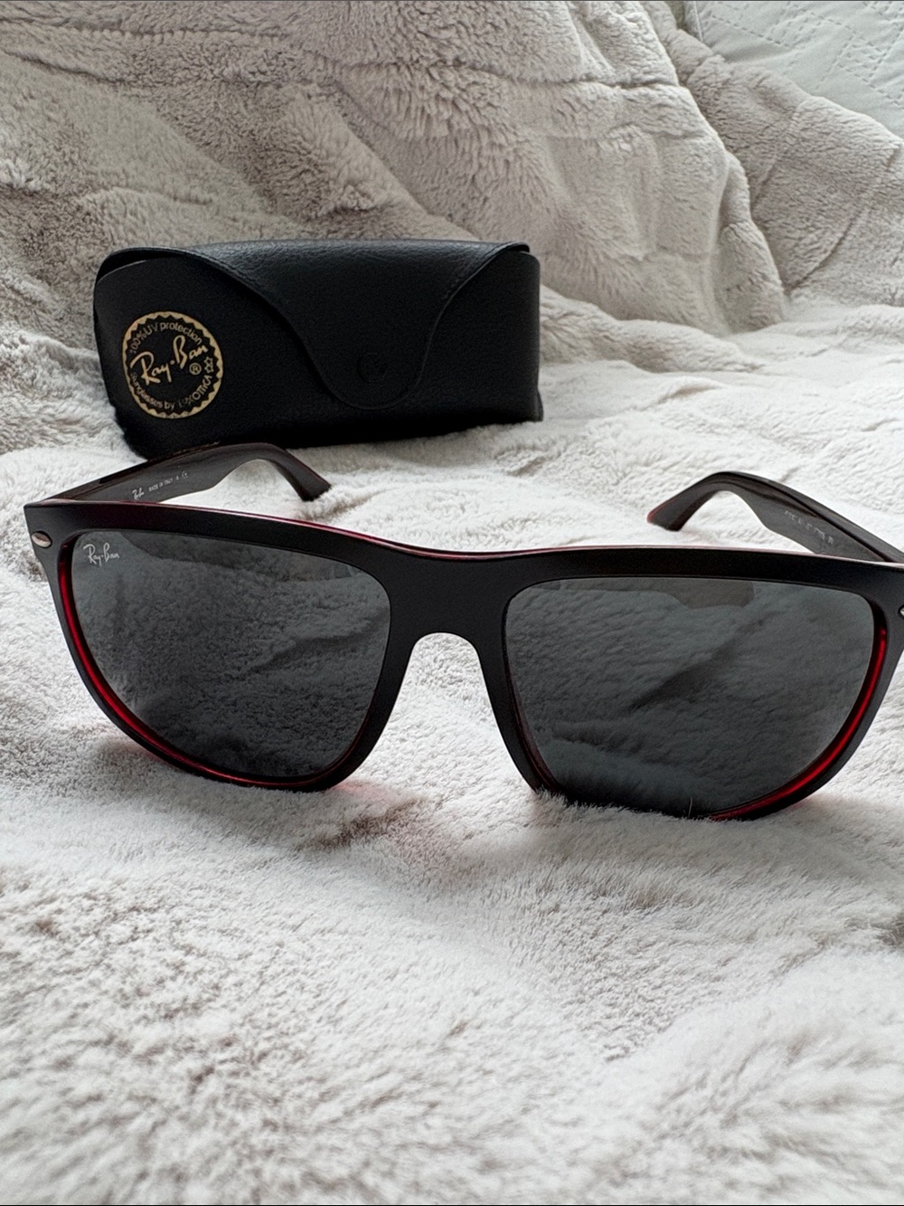 Ray-Ban Black Sunglasses with Red Accents